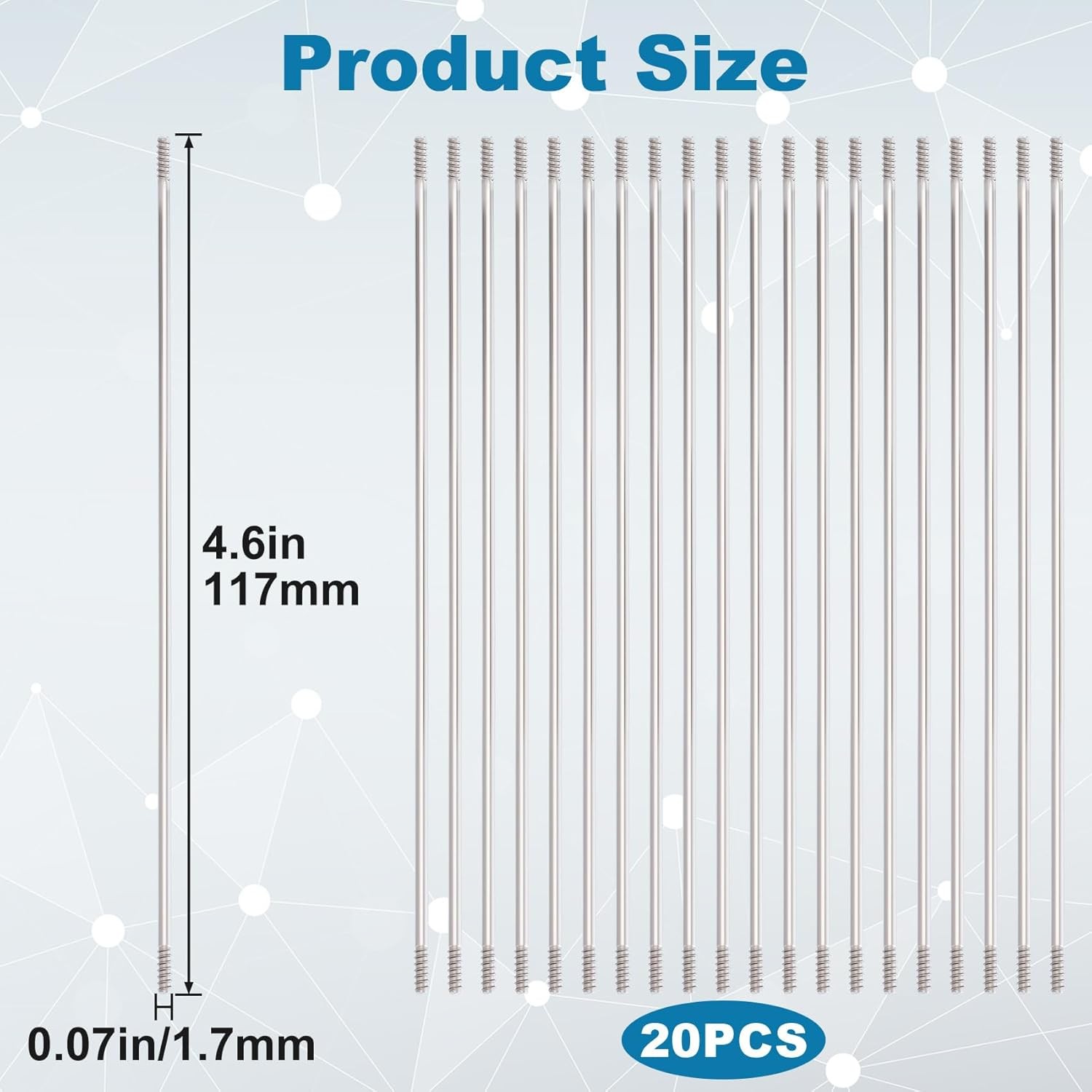 20 Pcs Rust-Resistance Stainless Steel Pen Extenders for Beadable Pens, Beadable