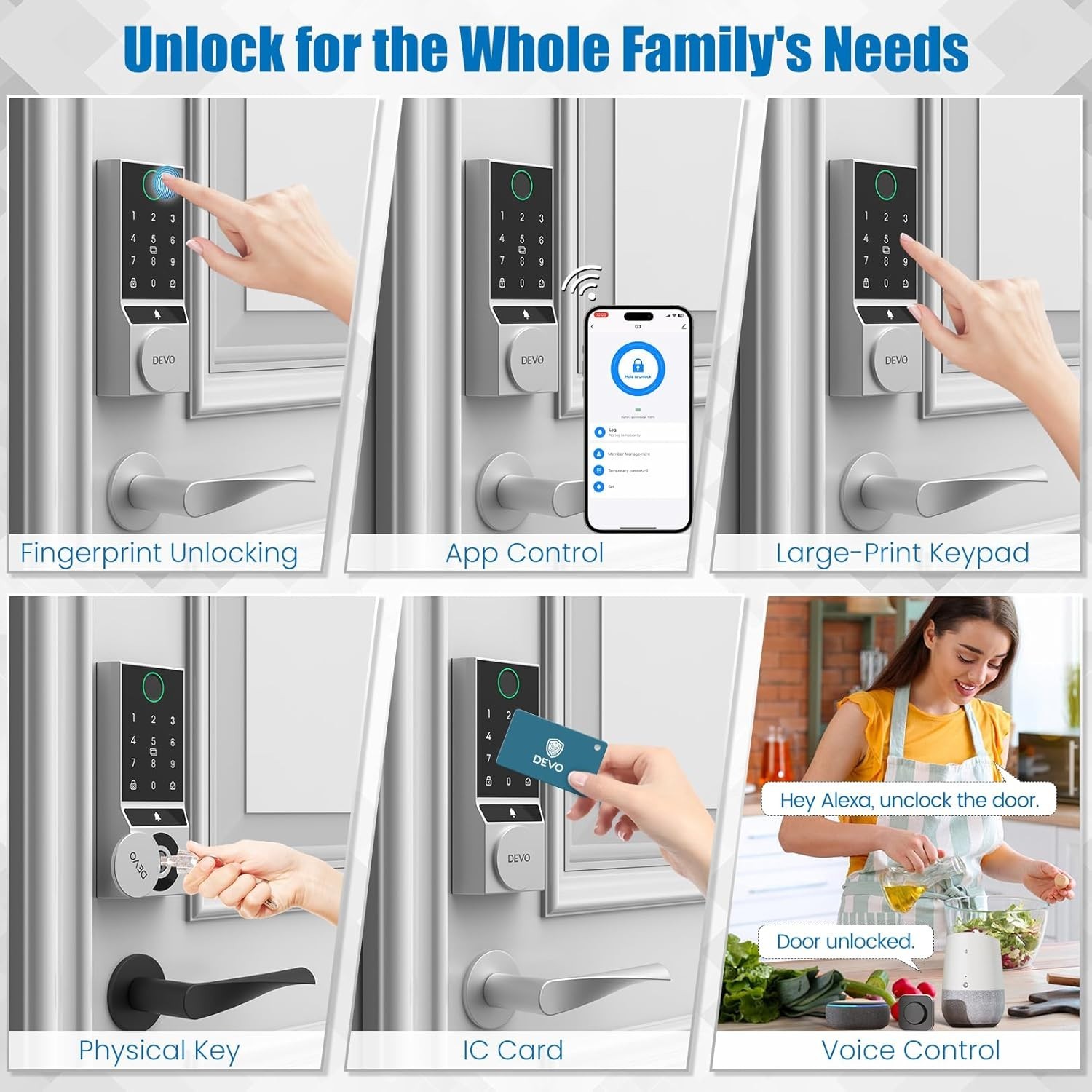 Smart Door Lock Fingerprint & WiFi Keyless Entry Deadbolt Auto-Lock, APP Control