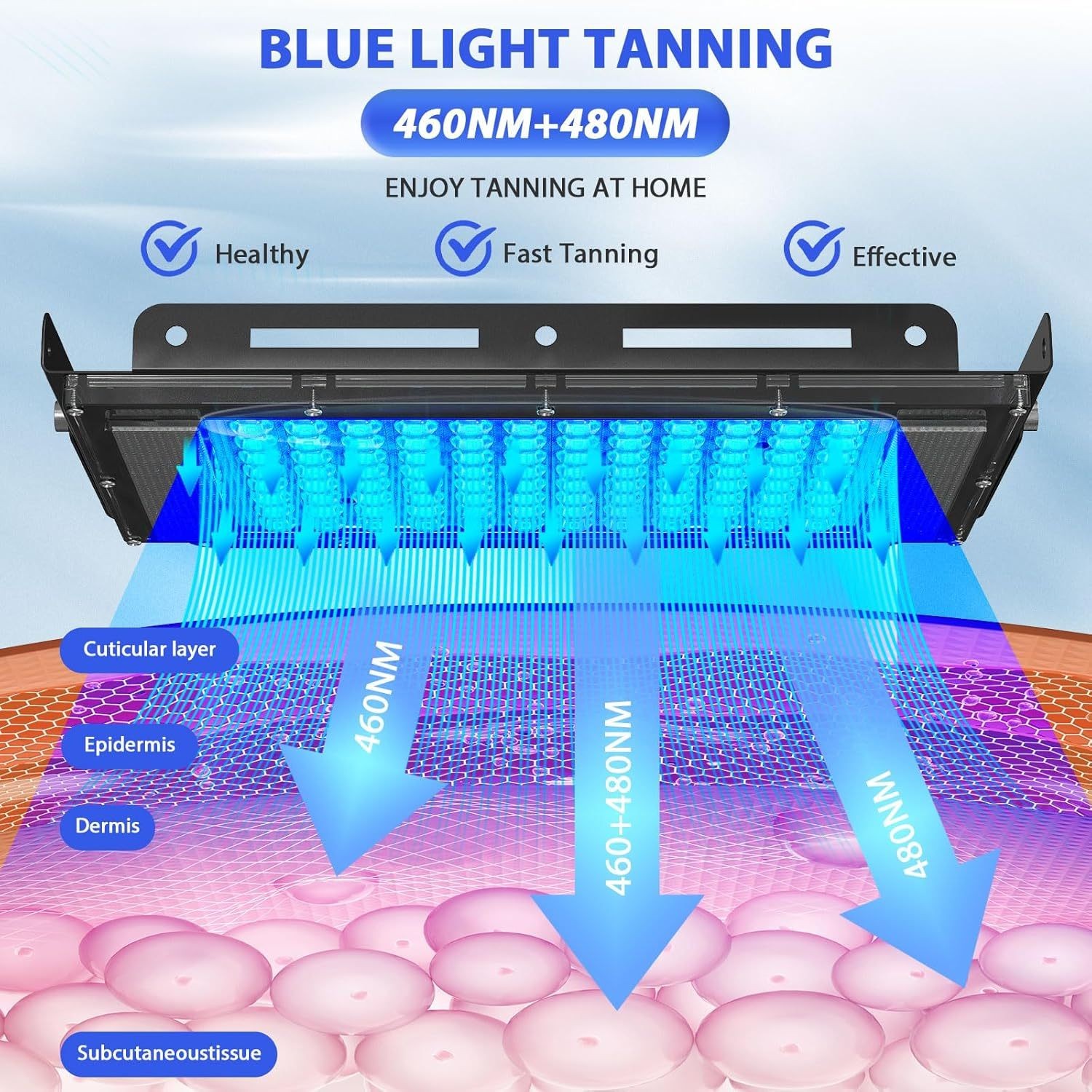 UV Tanning Lamp Solarium Light Pro hysiotherapy Lamp Home 460 & 480 NM Tanning