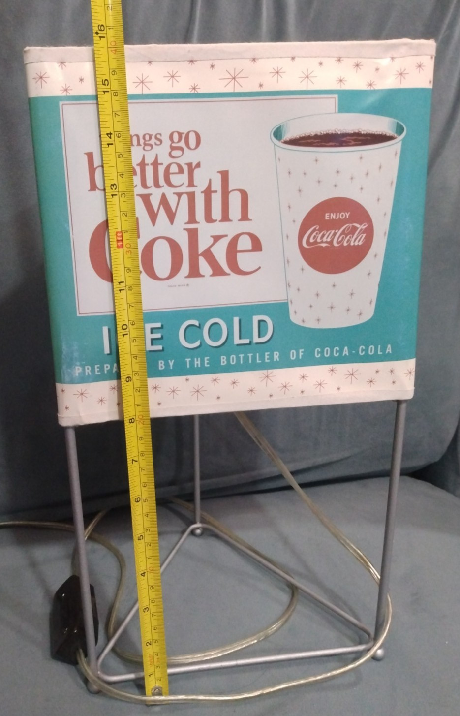 THINGS GO BETTER WITH COCA COLA Retro 1960s LIGHT UP COUNTER SIGN OR LAMP RARE