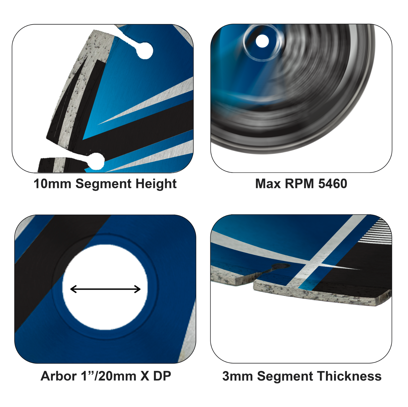 14" Segmented Saw Diamond Blade 10mm for Concrete, Block, Brick - 2 Pack