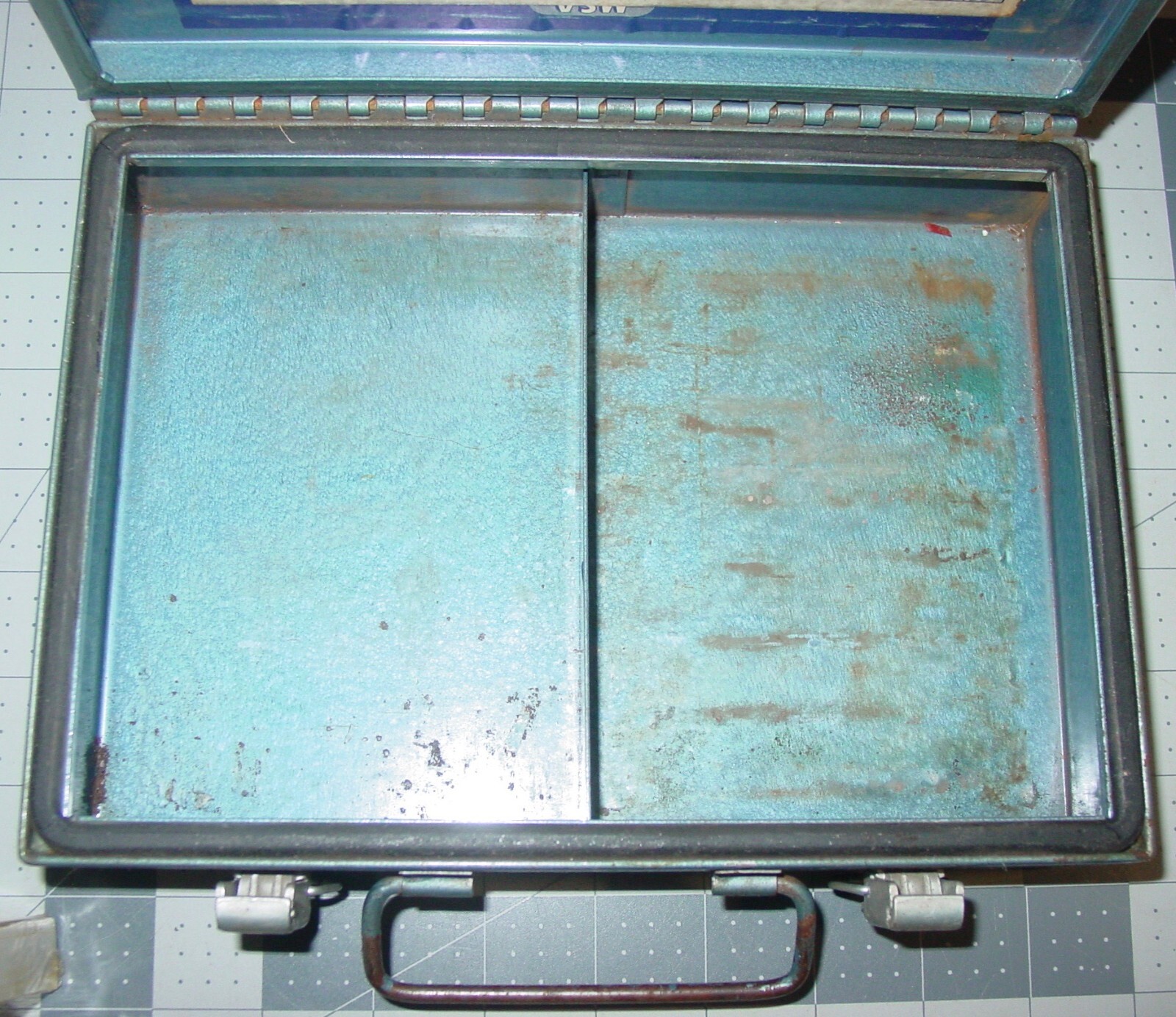 Vintage MSA Mine Safety Power Company Metal Mount First Aid Kit w/Contents USA