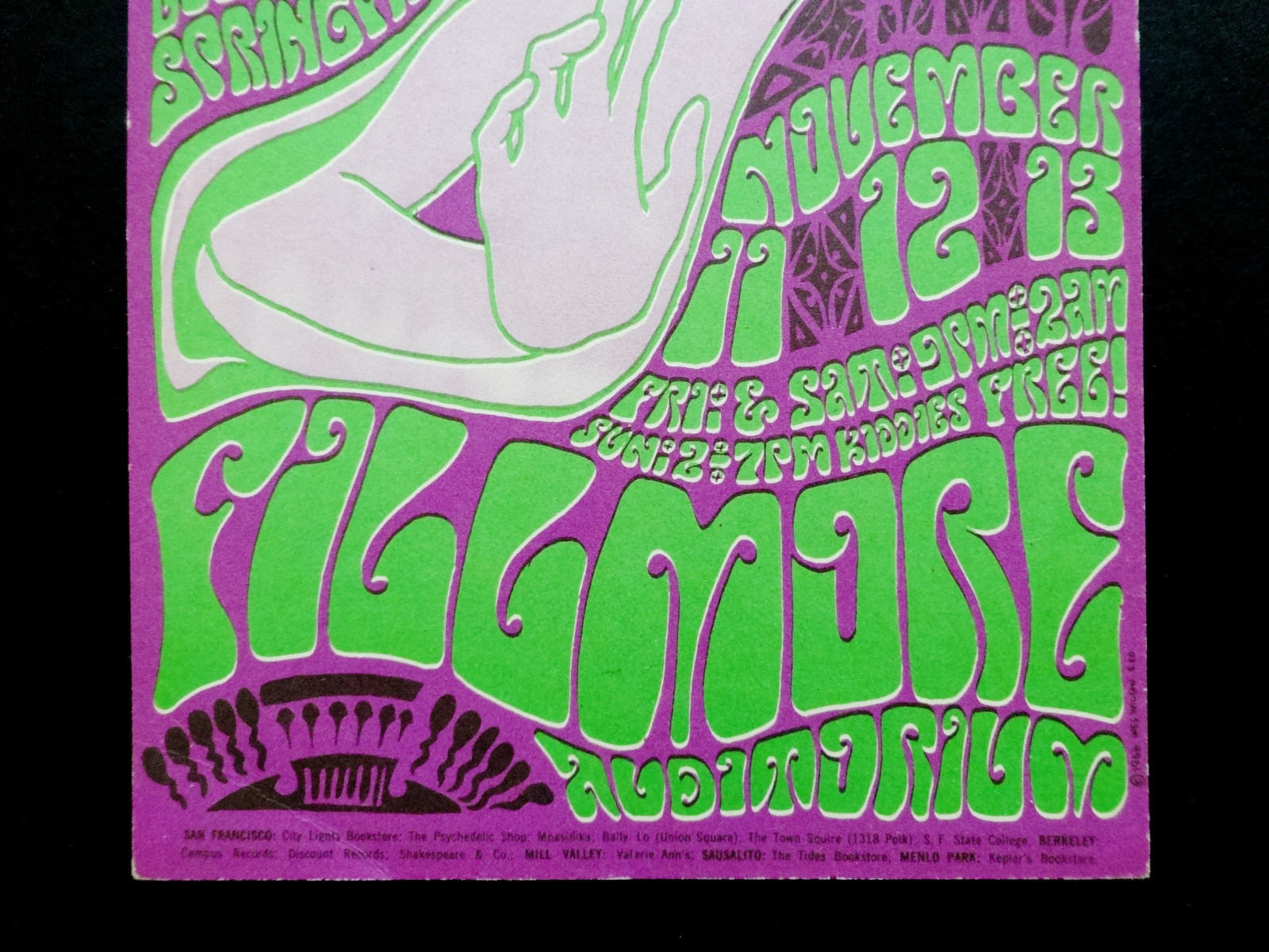 Bill Graham Fillmore Postcard Handbill BG 36 Buffalo Springfield Neil Young 1966