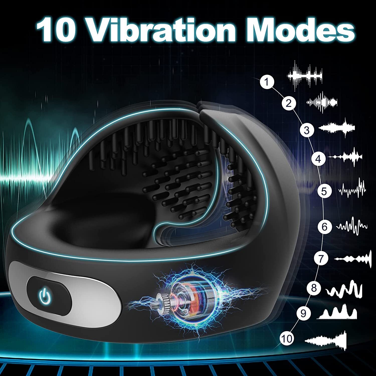 10 Vibrating Prostate Massager Penis Erection Cock Ring Vibrator Sex Toy for Men
