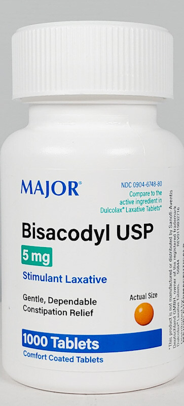 Major Bisacodyl 5 mg 1000 Coated Tablets -Expiration Date 07-2025