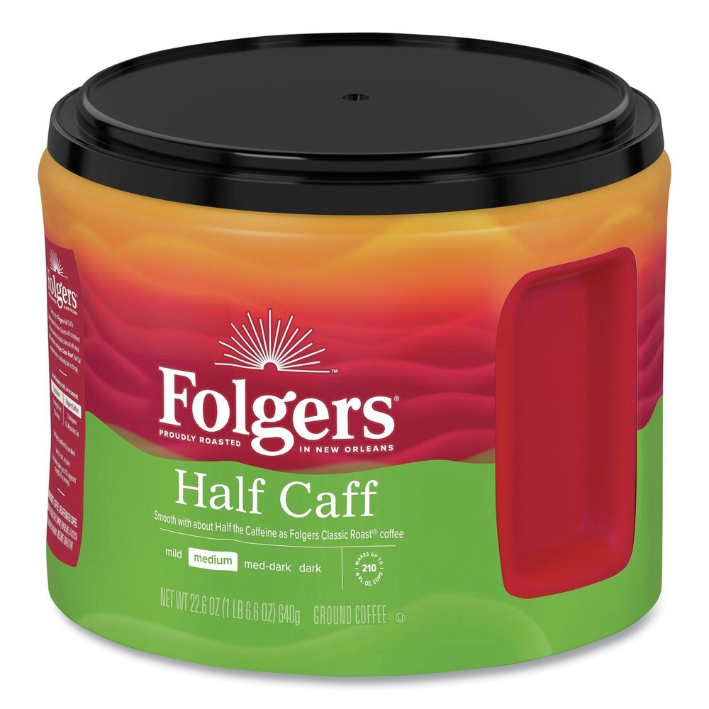 Folgers 20527CT 22.6 oz. Canister Half Caff Coffee (6/Carton) New