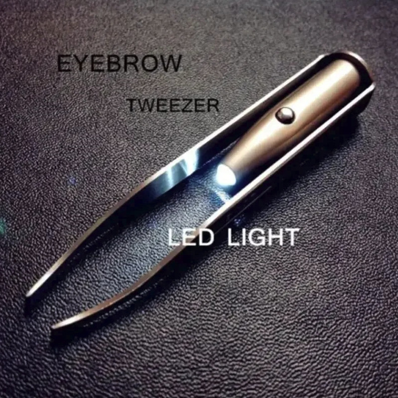 1pc LED Light Stainless Steel Eyebrow Tweezer Portable Hair Remover - NEW