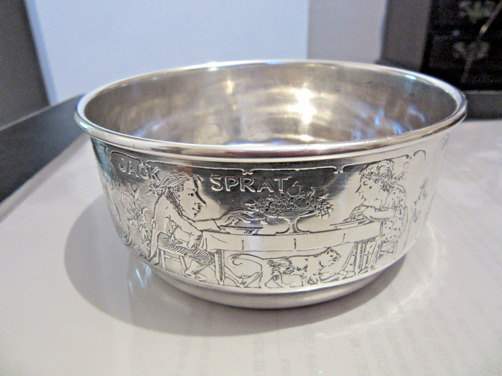 Kerr Sterling 1399 Baby Child Bowl With Engraved Stories Nursery Themes 5.1 Oz