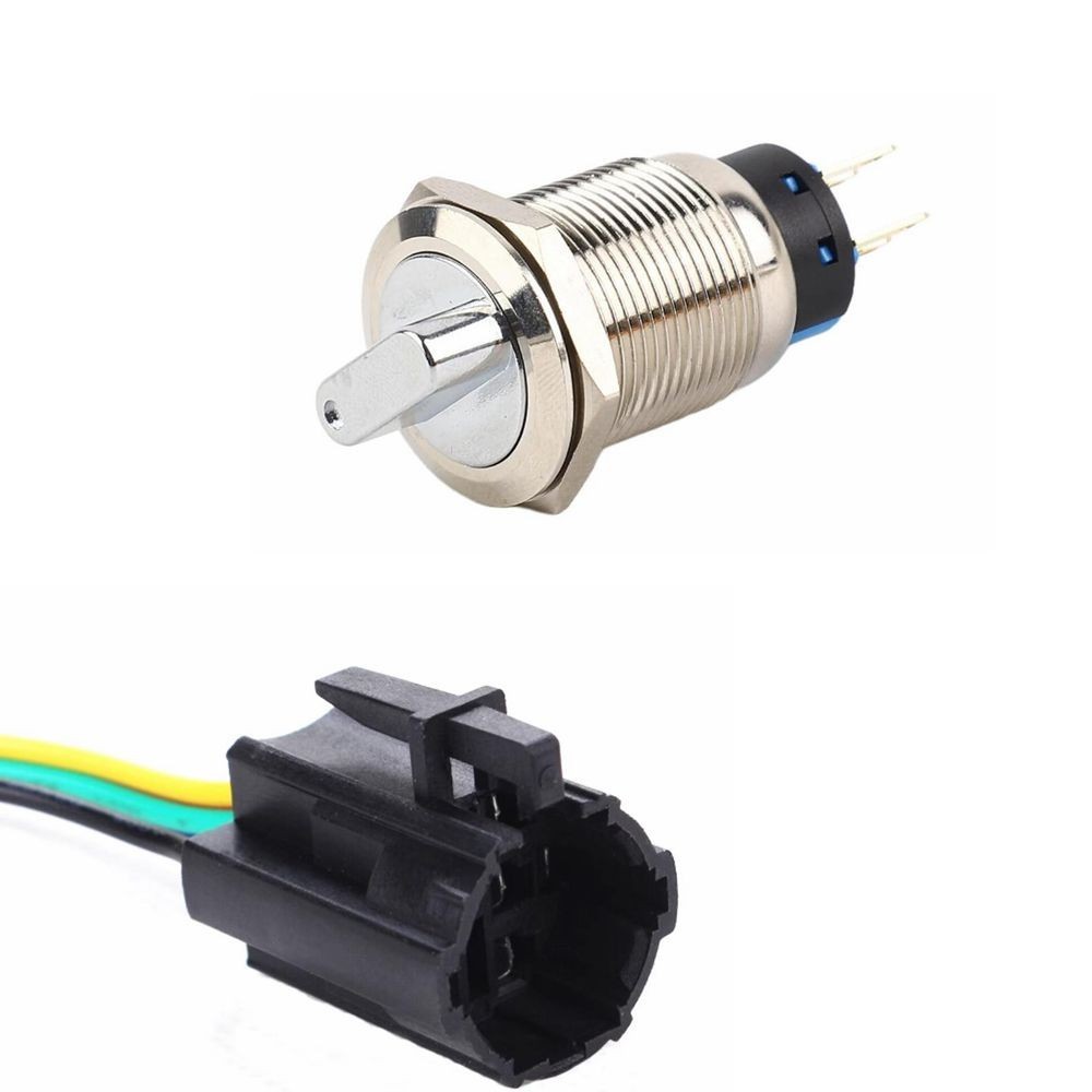 19mm Latching Selector Rotary Switch 3 Positions Metal 12-24V Waterproof C590