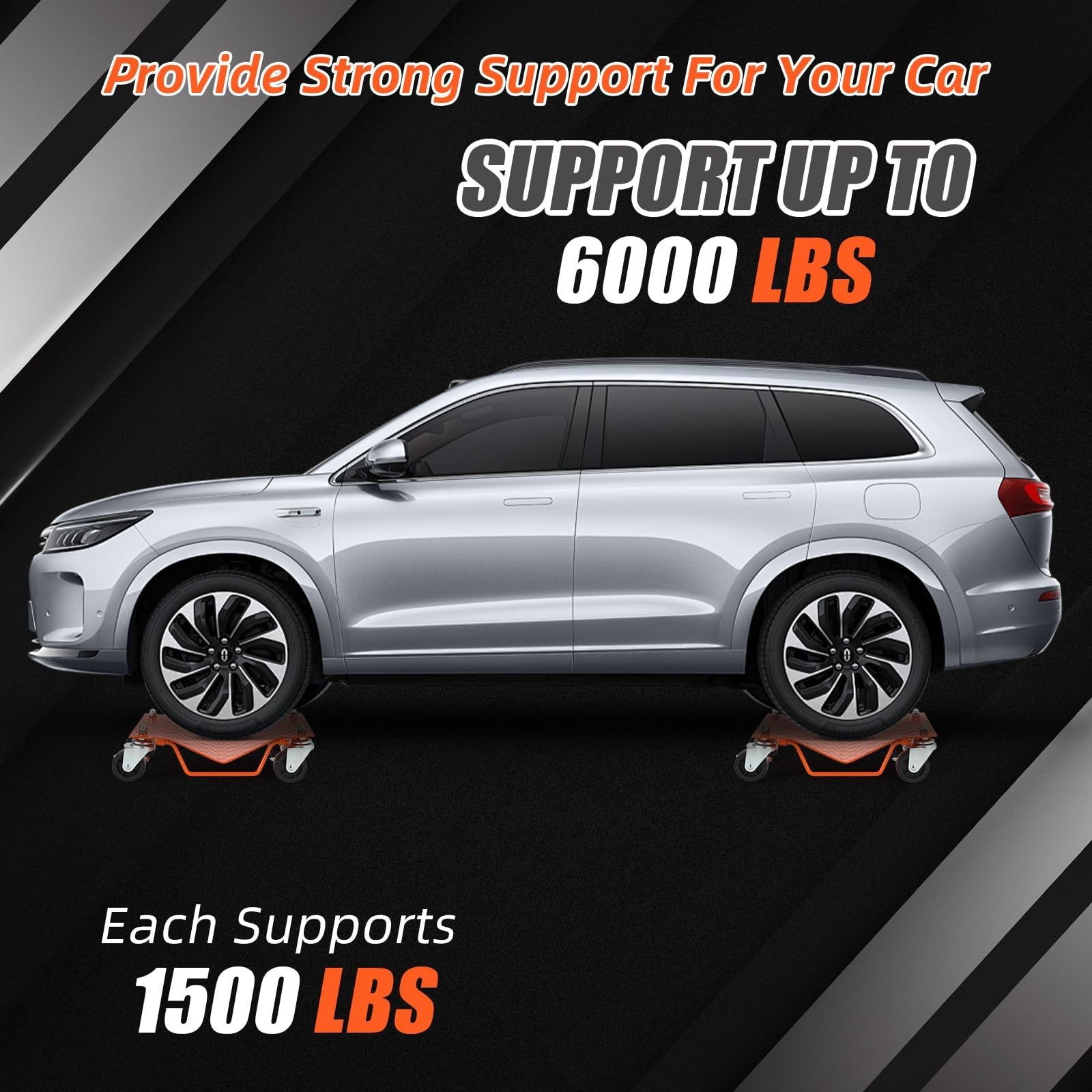 4 PC Heavy-Duty Car Wheel Dolly Set Dual-Lock Brakes & Casters Auto Repair Mover