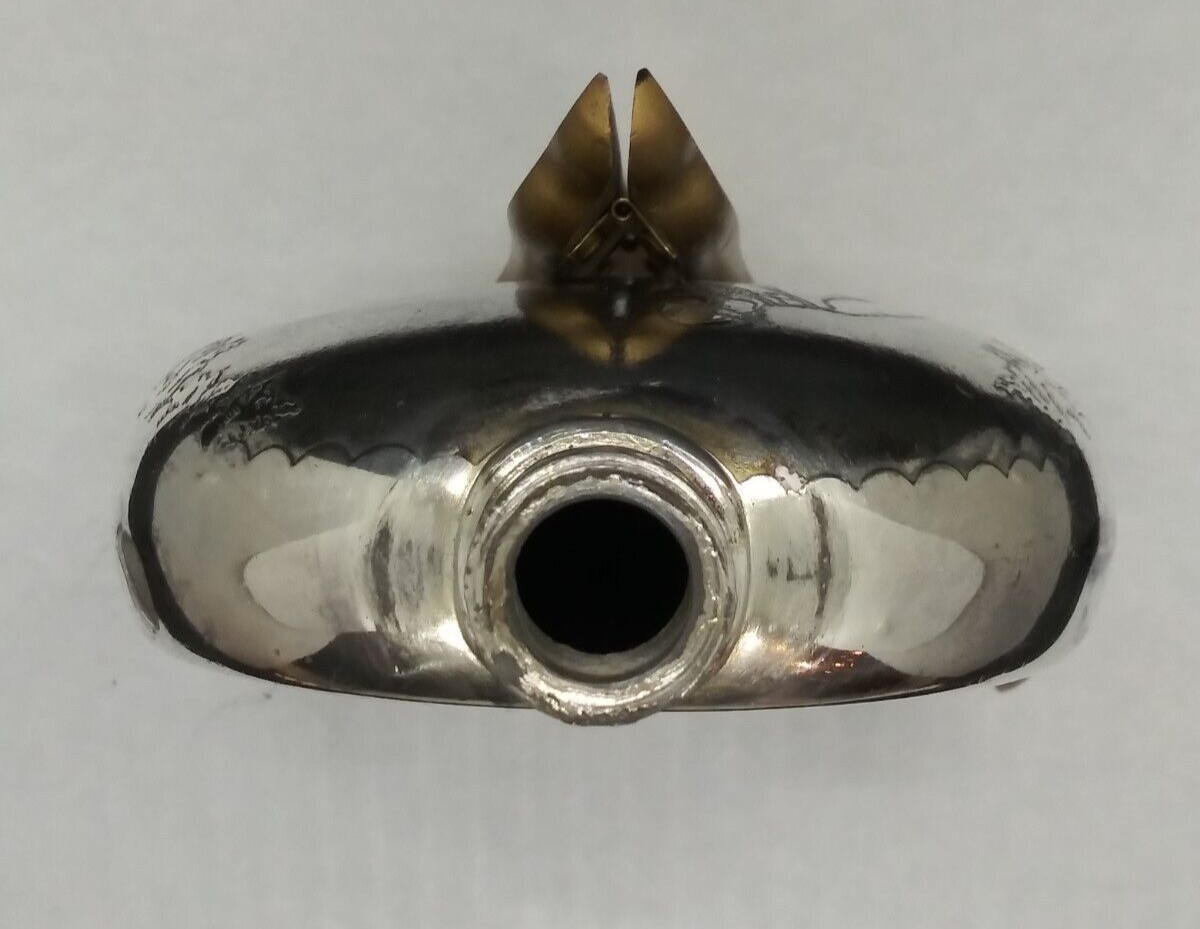 1888 Antique Silverplate Flask & Collapsible Cup/Lid w/ Monogram 5 1/2 x 4''