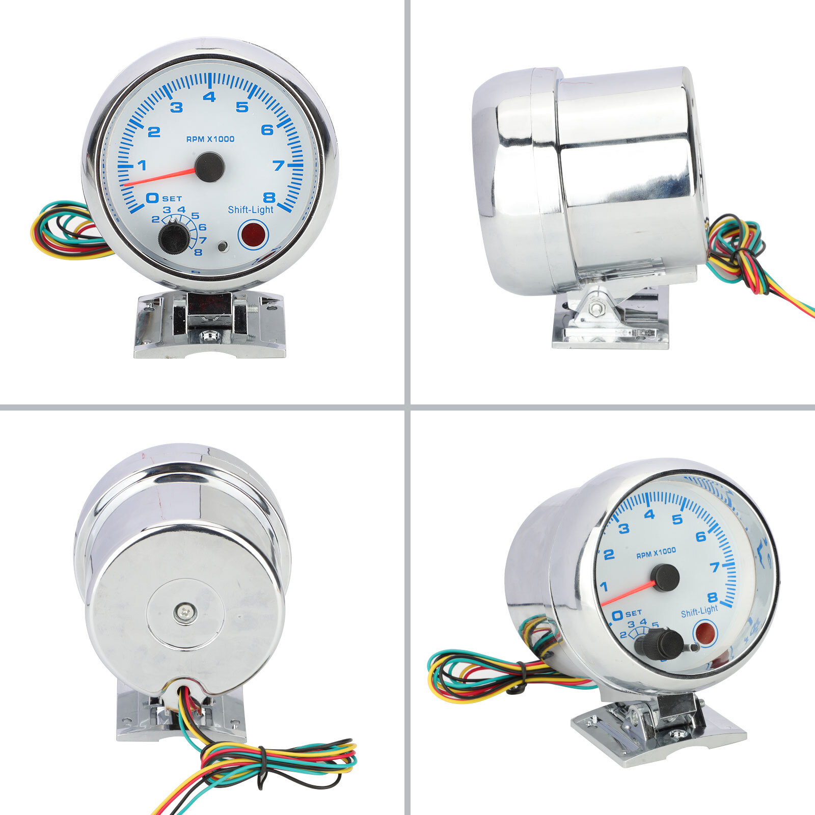 3.75'' 12V Car Tachometer Gauge Meter LED Inter Shift Light 0-8000 RPM Universal