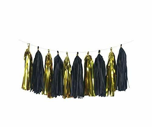 Bipra 85 Pieces Black & Gold Party Decorations - Includes Happy Birthday Banner