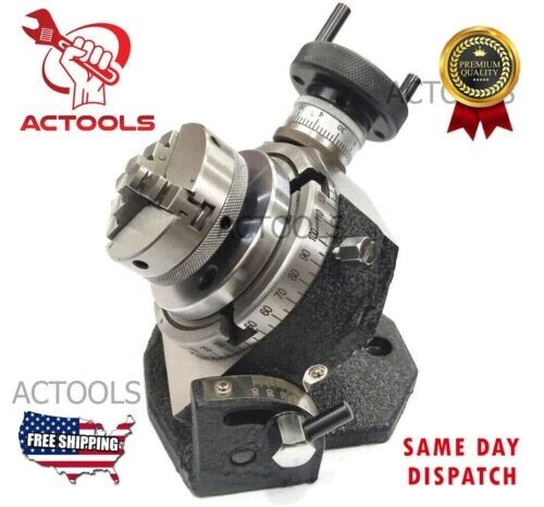 Rotary Table Tilting 4" Inch With 3 Jaw 65mm Mini Lathe Chuck Milling Machine