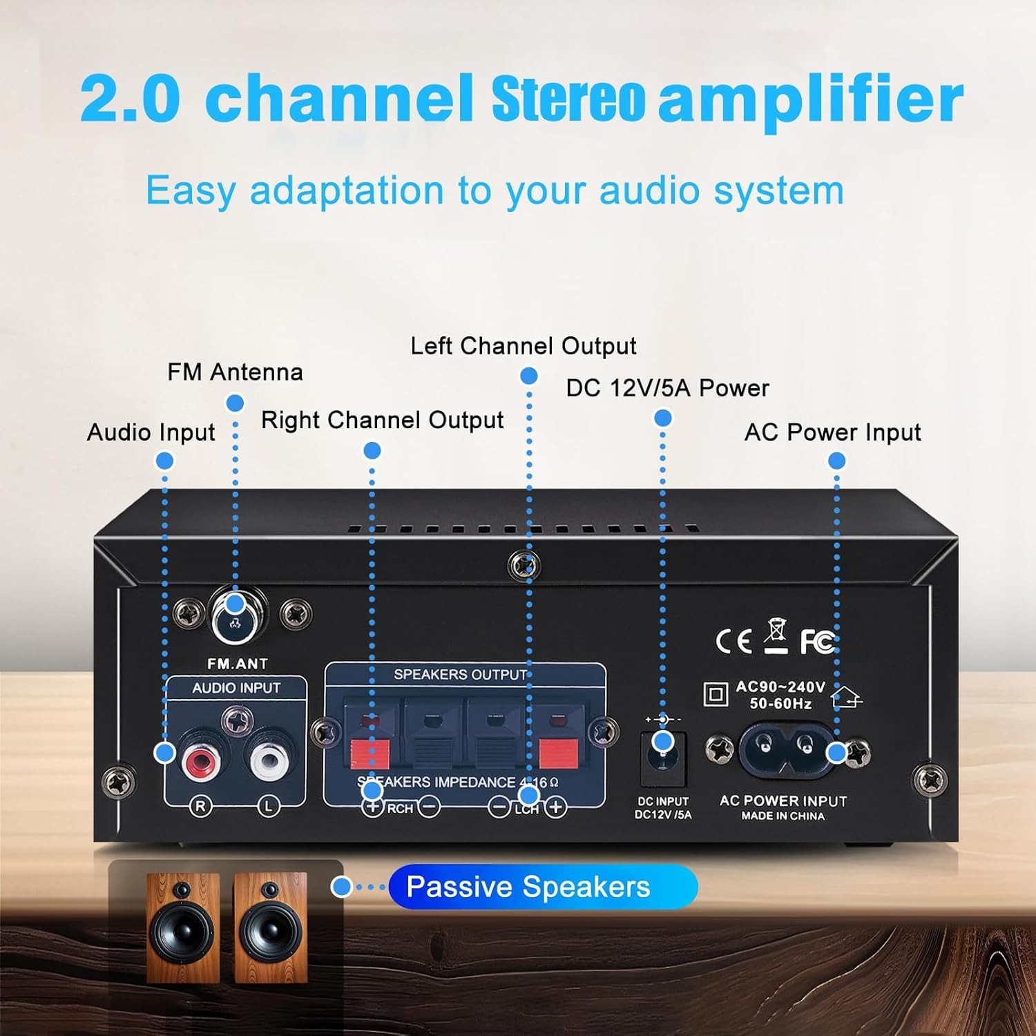 Stereo Receiver & Amplifier Home Audio Amp, AK45 Bluetooth Receiver for Home NEW