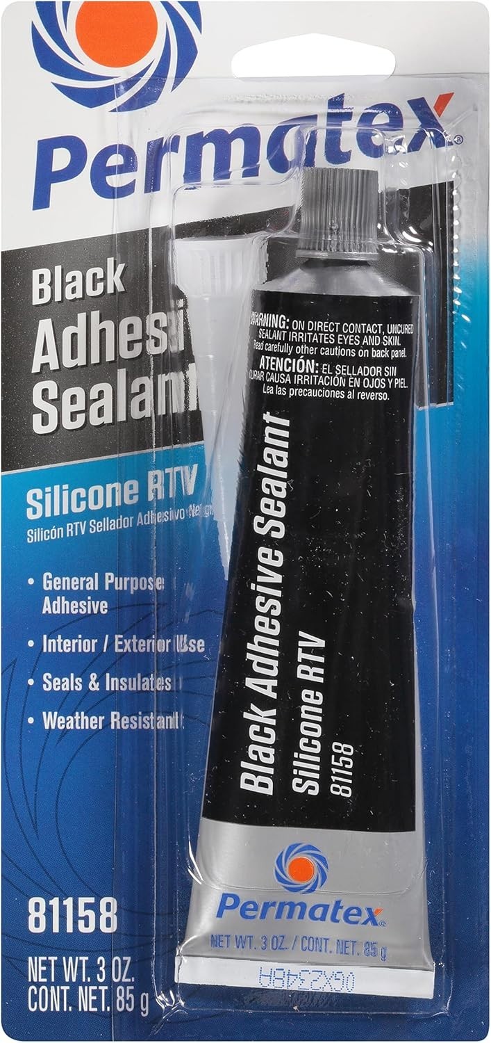 Permatex 81158 Black Silicone Adhesive Sealant, 3 Oz Tube, Pack of 1