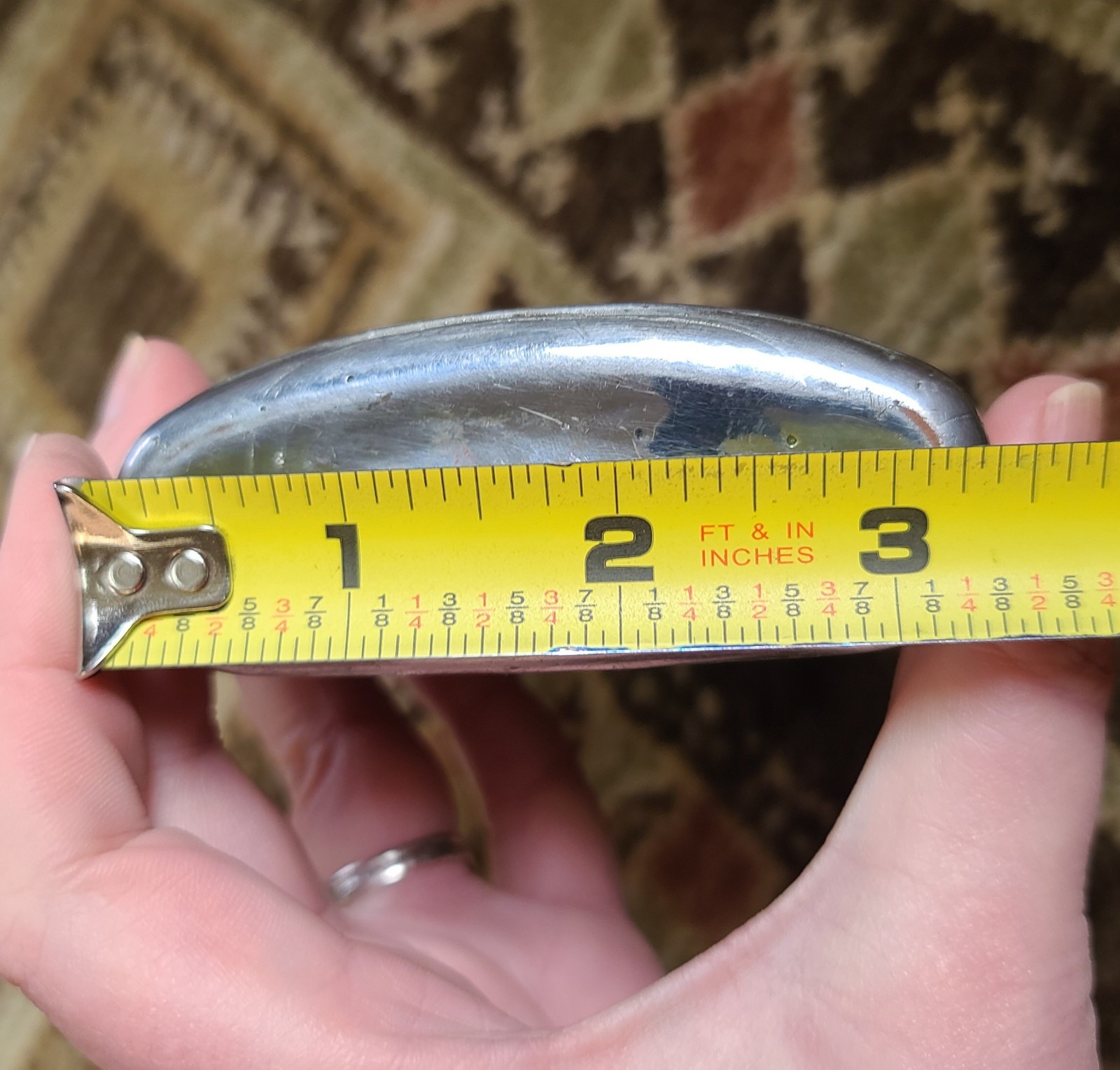 Antique Silver & Copper Plated Glass Ribbed Hip Flask 5-3/8" Tall Vintage