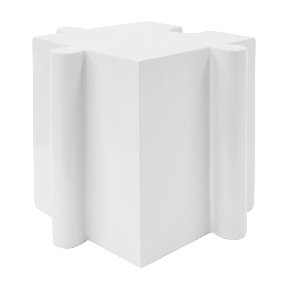 White Modular Puzzle Side Table w/ Convex Edge for Indoor & Outdoor