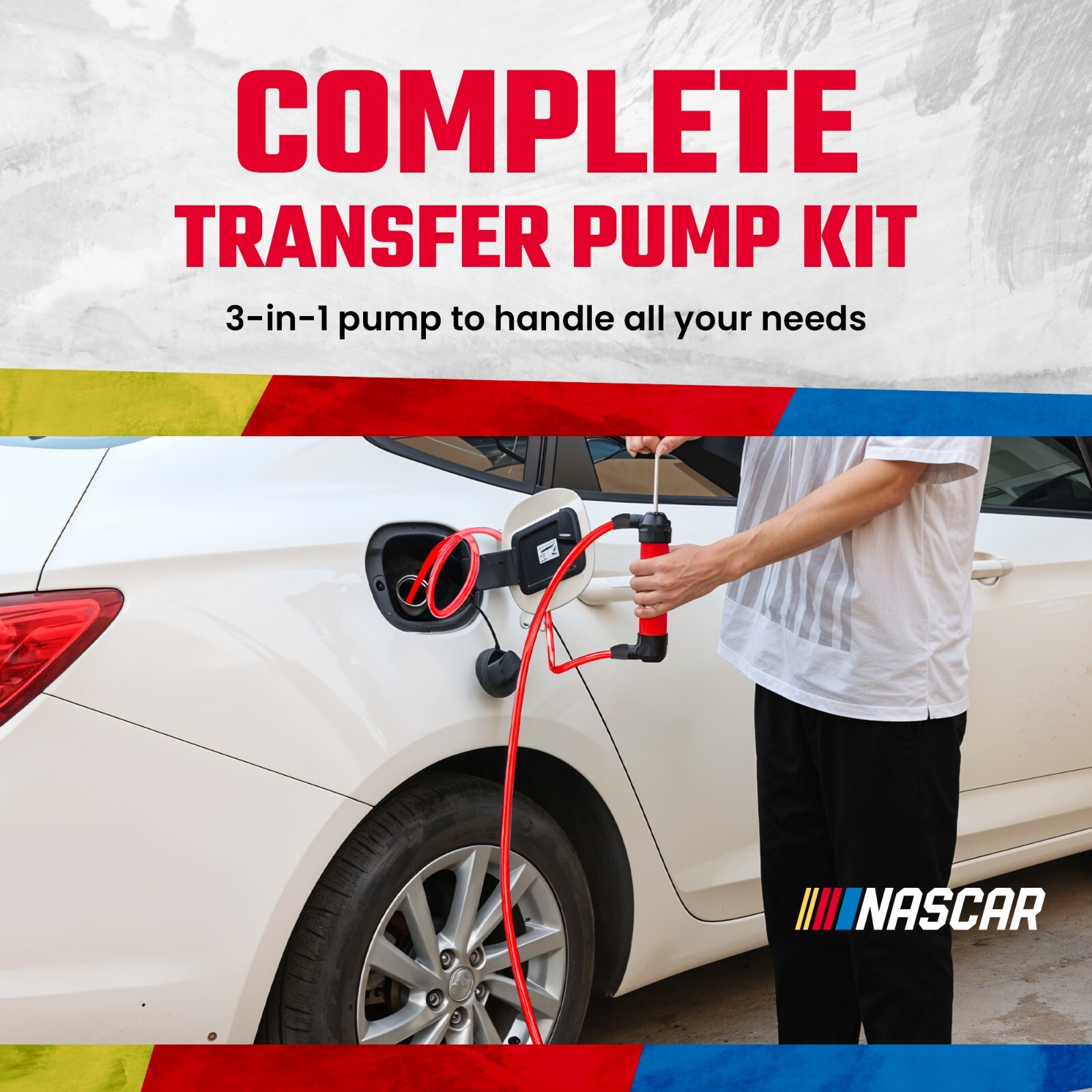 NASCAR Transfer Pump-Multi-Use Hand Siphon for Gasoline, Oil & Liquids, Air Pump