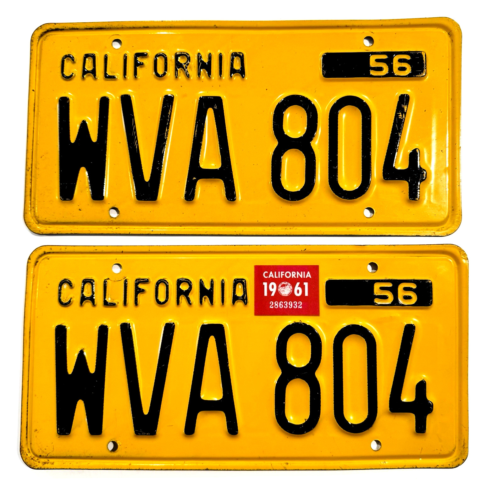1956 California License Plates DMV Clear 1961 Chevrolet Impala 1961 validation