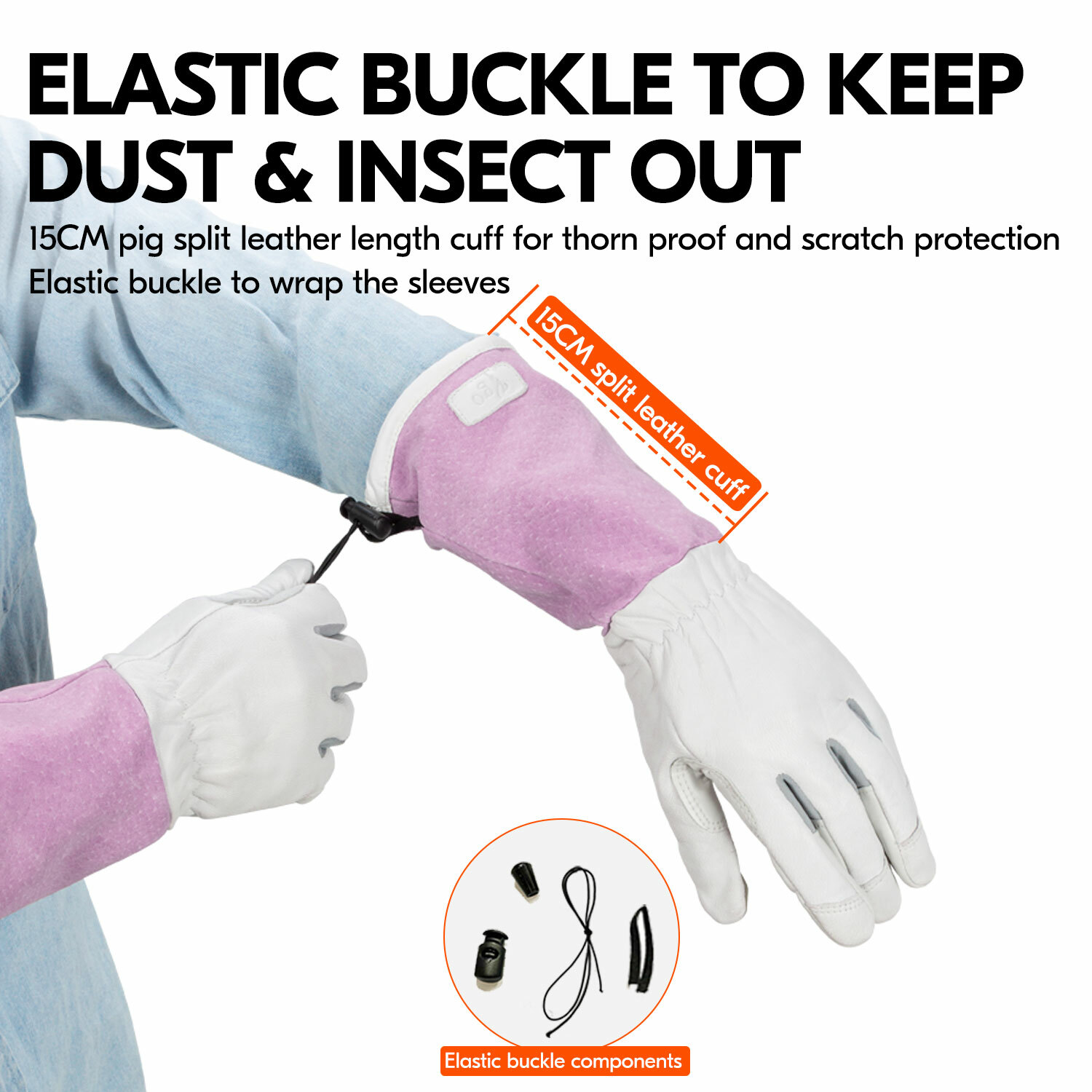 Vgo 1/2 Pairs Goat Leather Extra-Long Cuff Thornproof Gardening Gloves (GA1013)