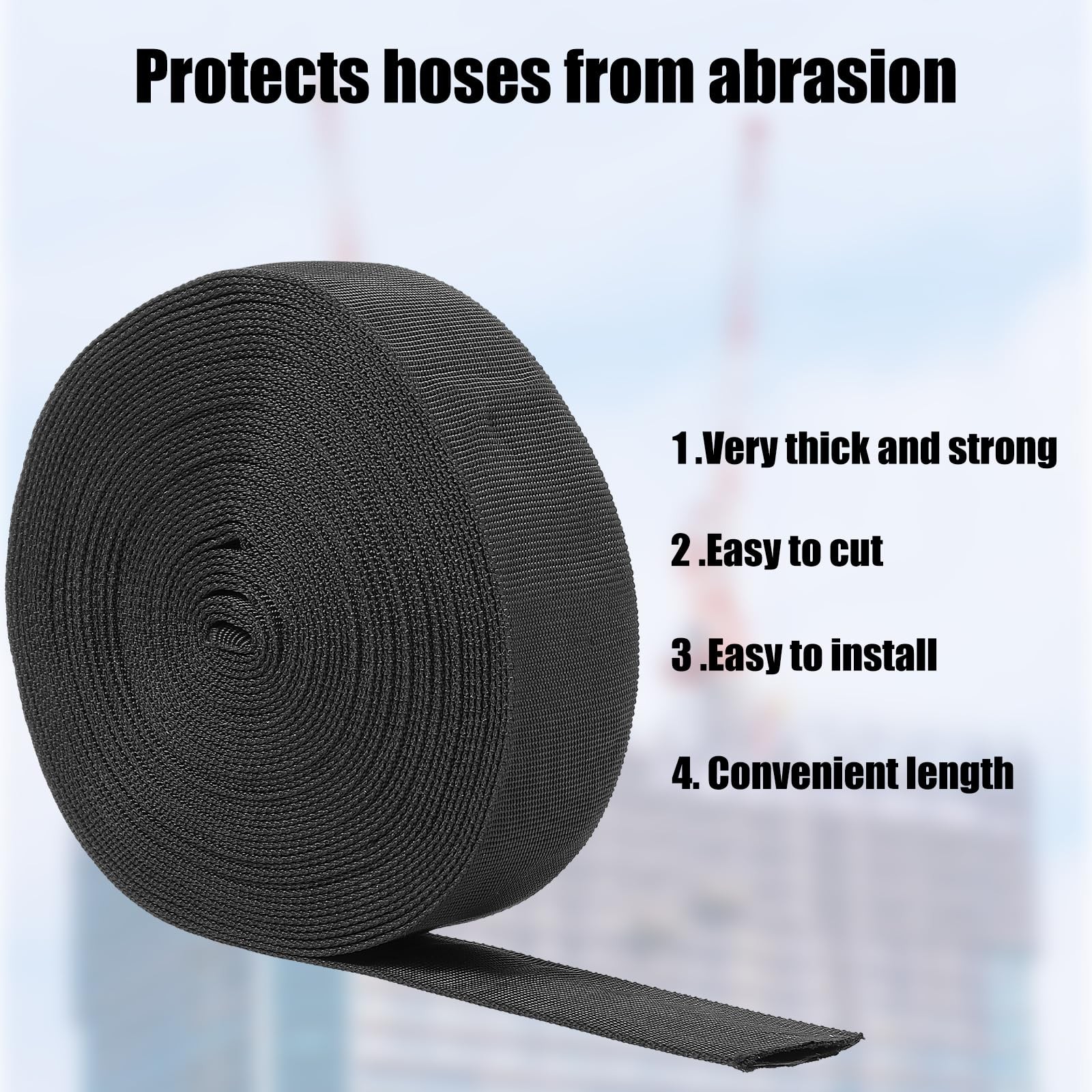 33 FT Nylon Hydraulic Hose Protector Sleeve Black Protective Cover Hose Sheath