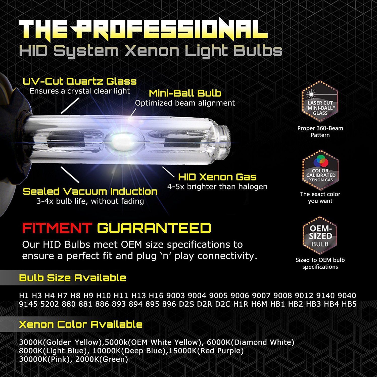 AC 55W HID Kit H4 H7 H11 H13 9003 9005 9006 9007 880 6000K Hi-Lo Bi-Xenon