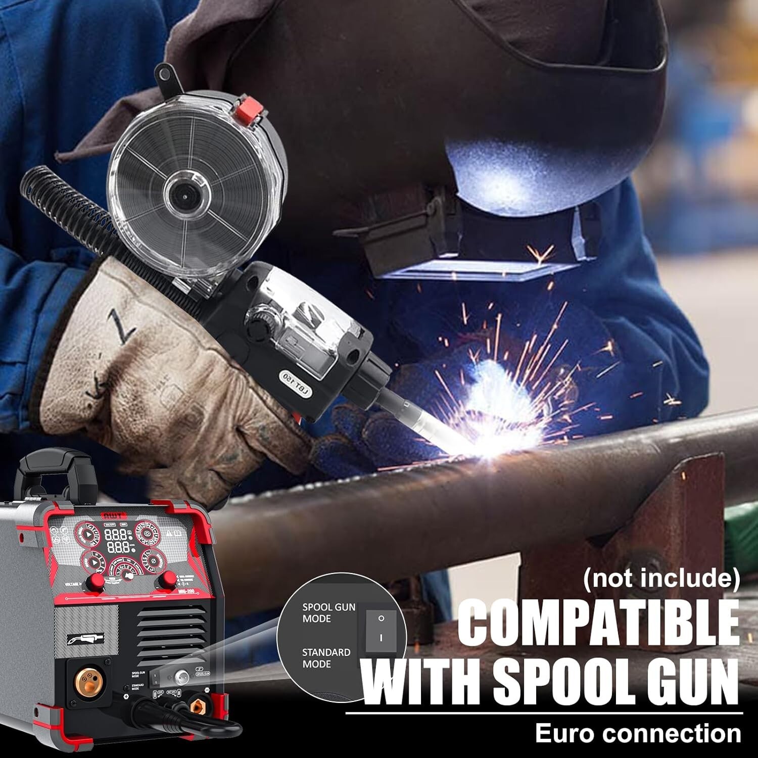 200 Amp MIG Welder, 8 in 1 Multi-Process Aluminum Welding Machine LED Digital