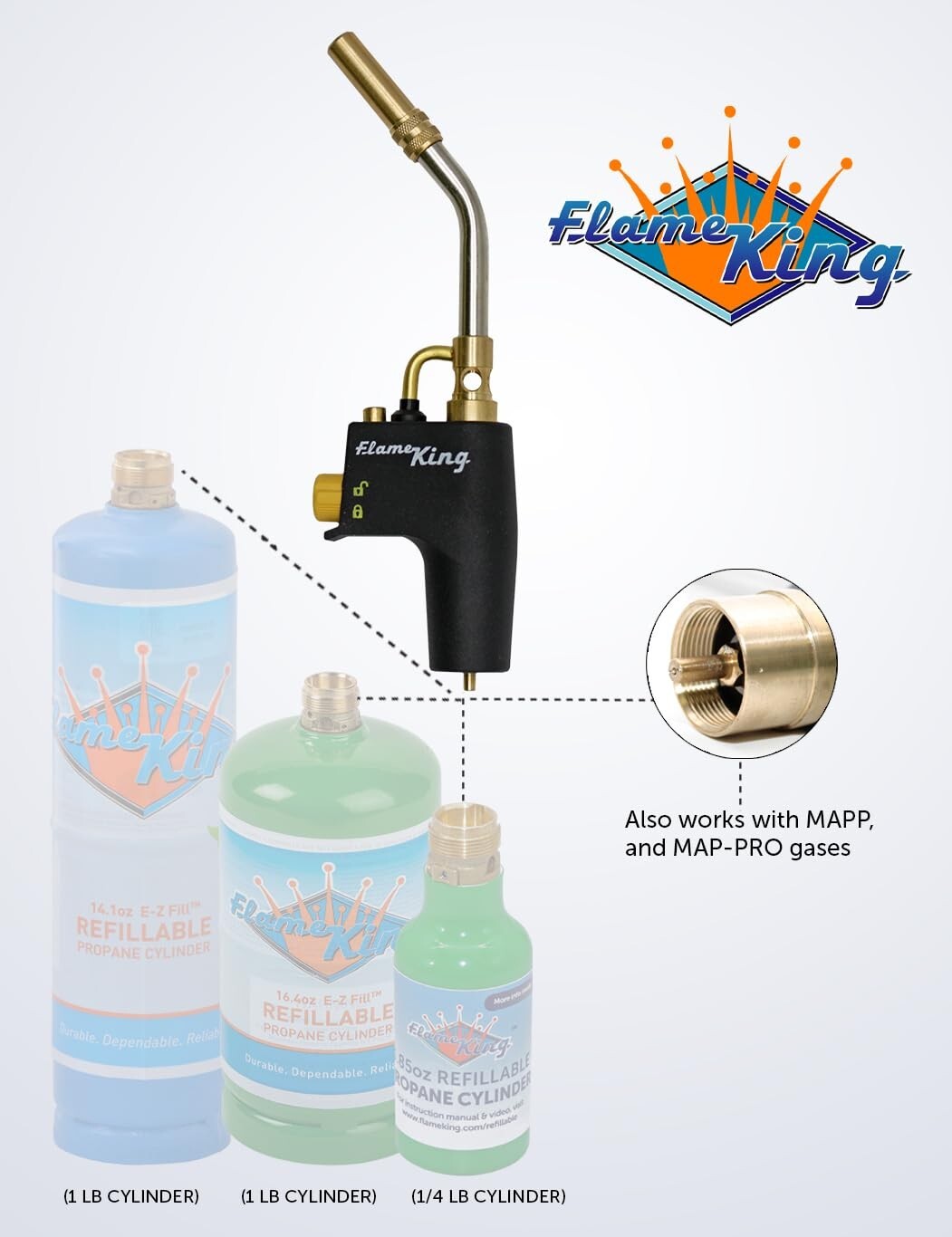 Flame King FK4500CGA High Intensity Propane Torch Head with Ultra Swirl Flame