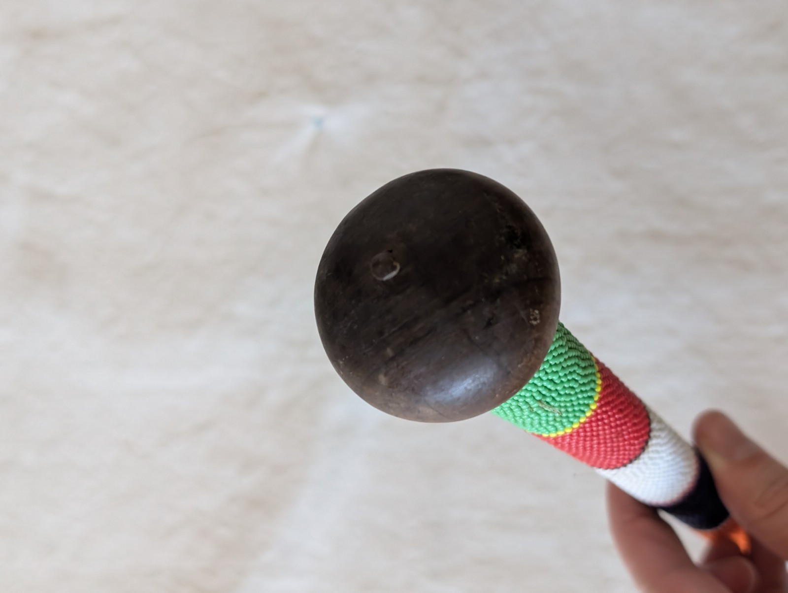 African Maasai Rungu Traditional Beaded Handmade 17" Talking Stick Mahogany