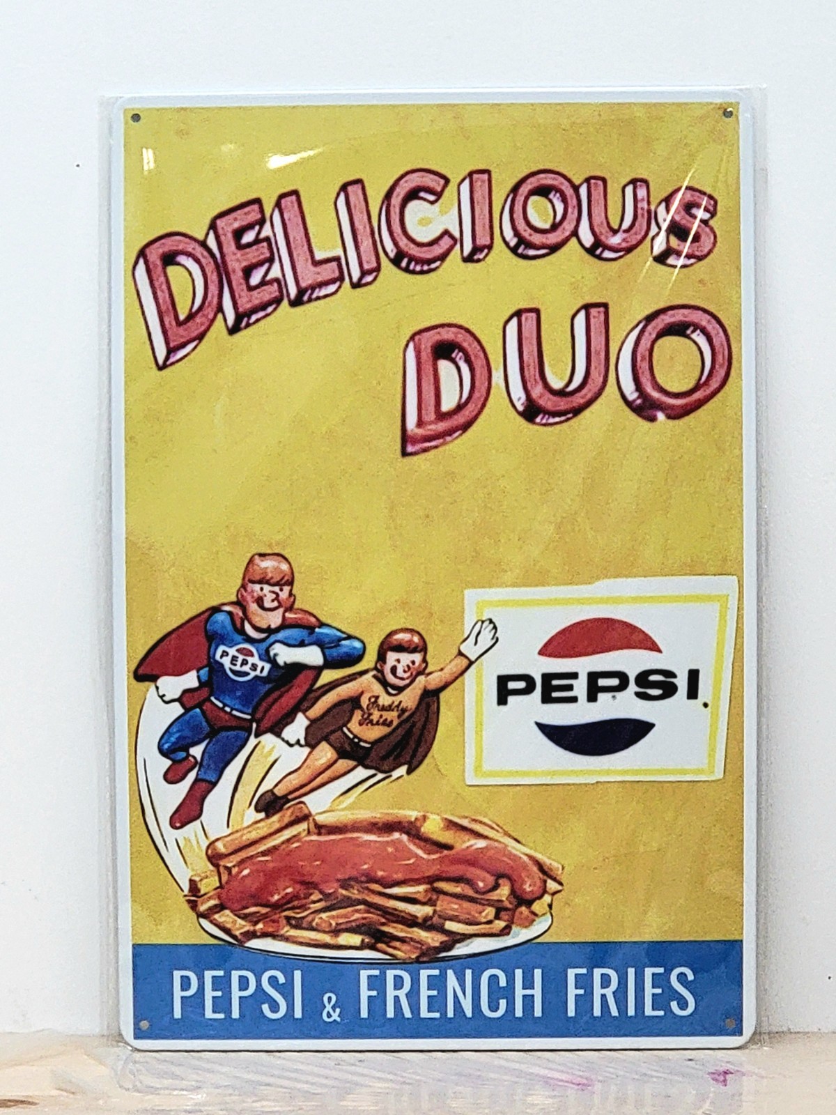 Pepsi Cola Delicious Duo Metal  Sign for Man Cave Bar Garage, Bar Restaurant