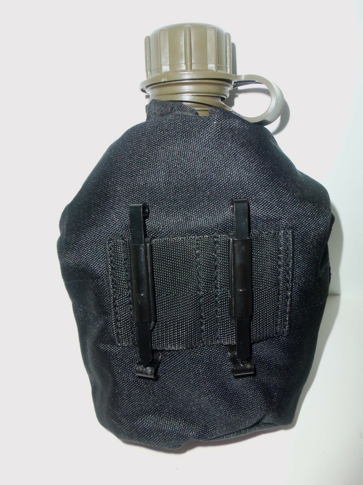 NEW Tactical Military 1qt Canteen COVER with Alice Clips and Side Pouch BLACK