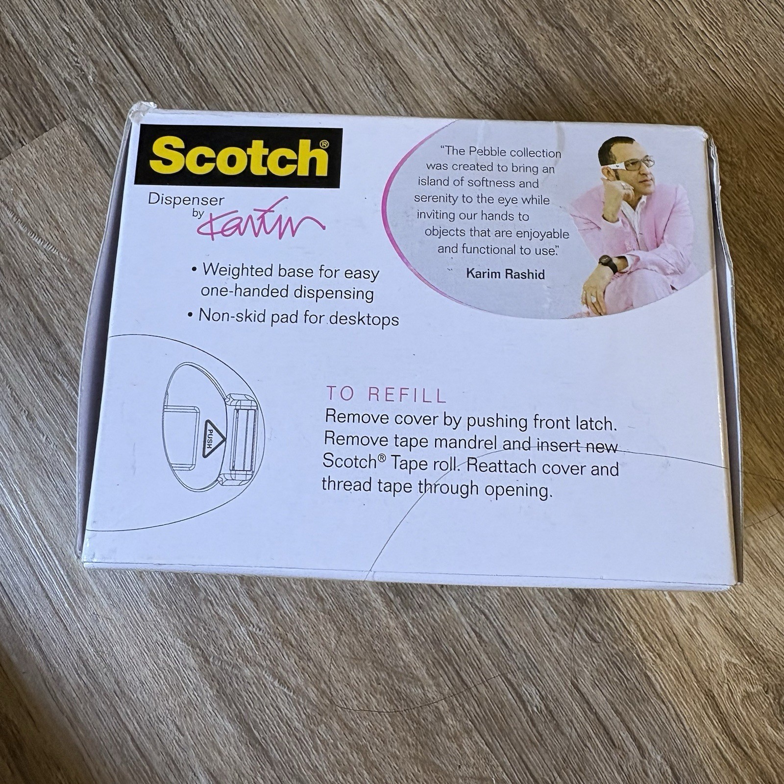 2012 Karim Rashid Pebble Designer Frutiger Aero Purple Scotch Tape Dispenser NOS