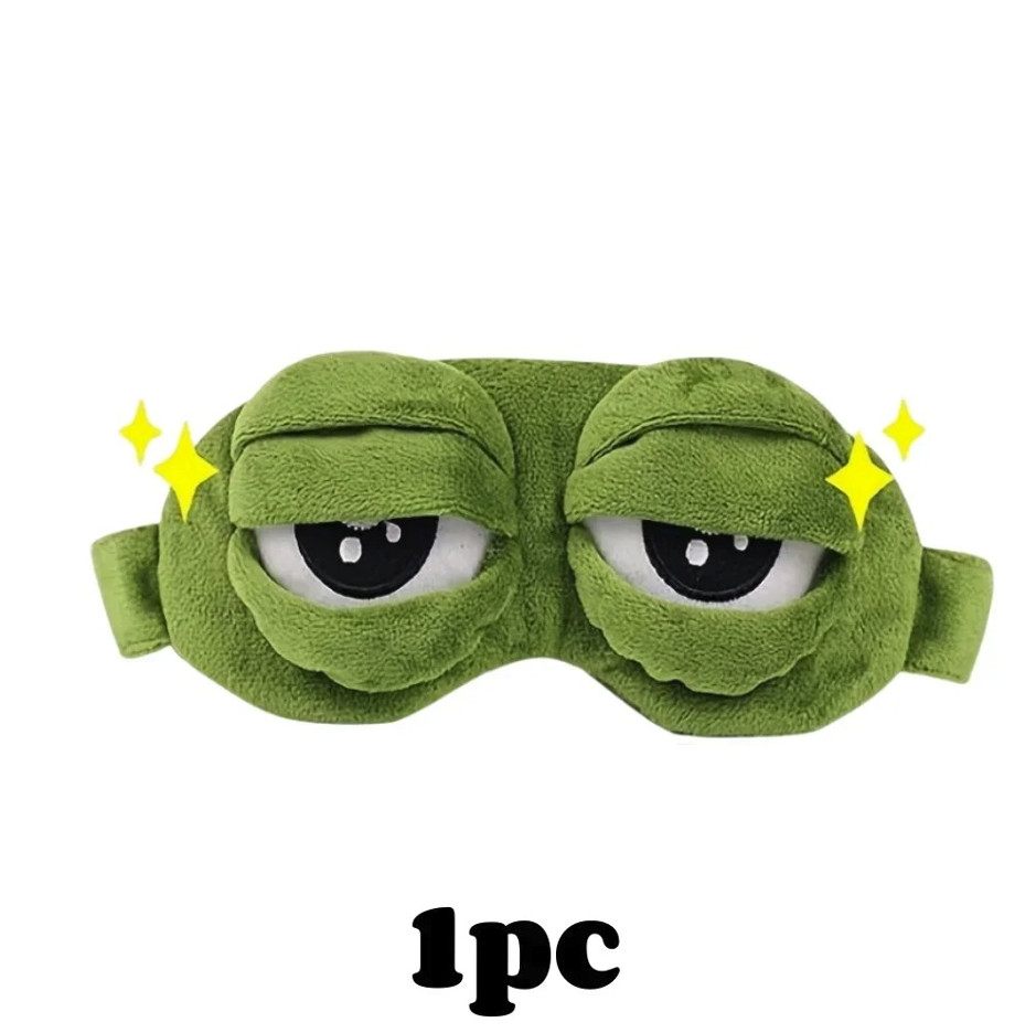 1PC 3D Sad Frog Sleep Mask: Soft Eye Shade for Men & Women Travel Rest - NEW