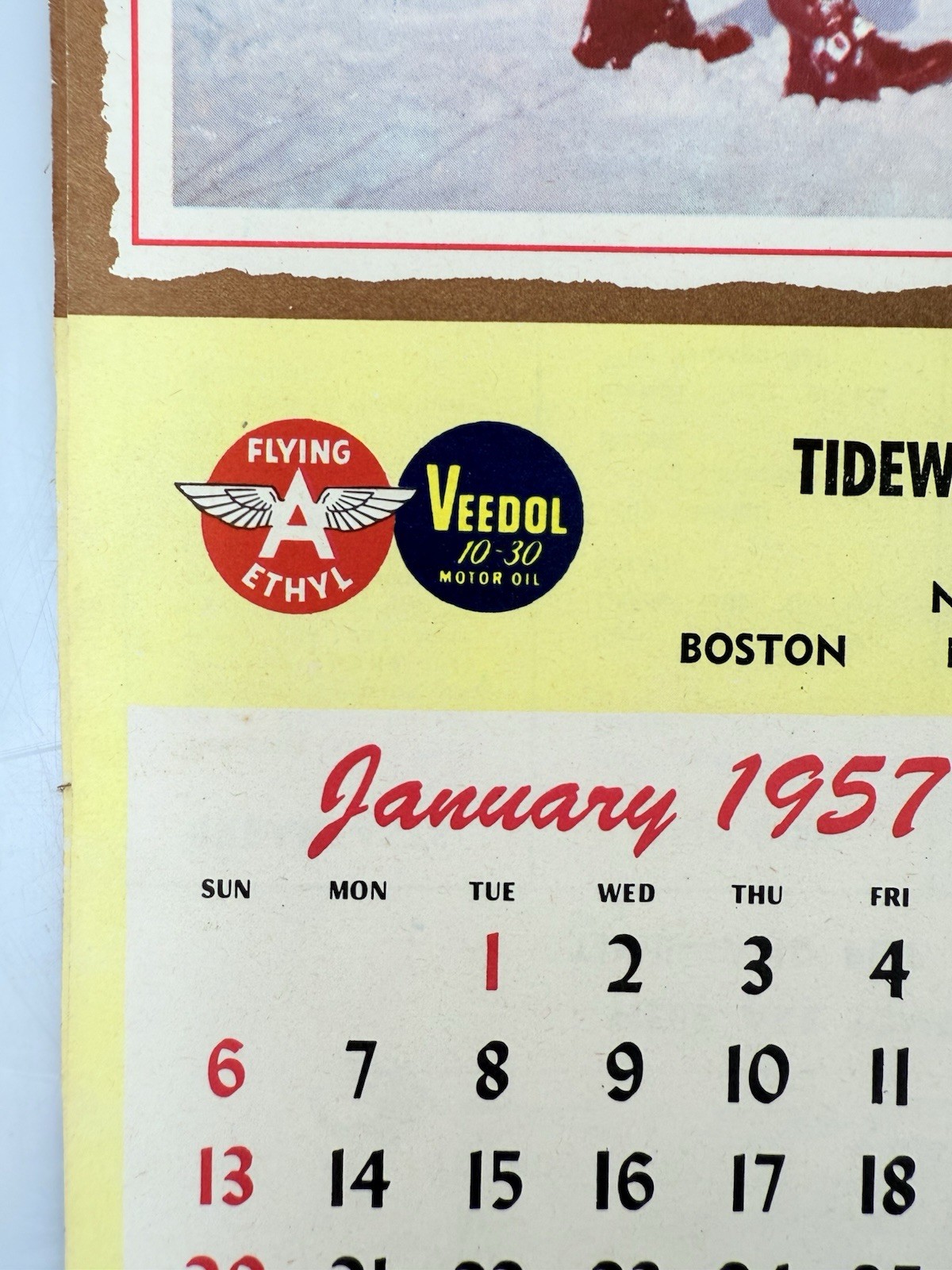 1957 Seasons Greetings Tydol Veedol Flying A Ethyl Oil Advertising Calendar NY