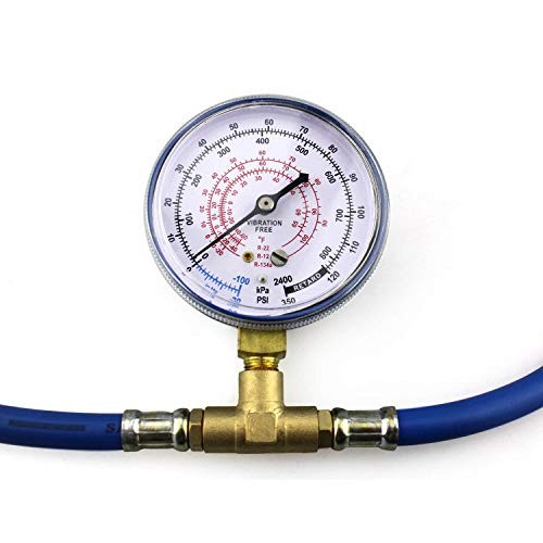 R134A R12 R22 Economy Refrigerant U-Charge Hose Kit Recharge Hose with Gauge,