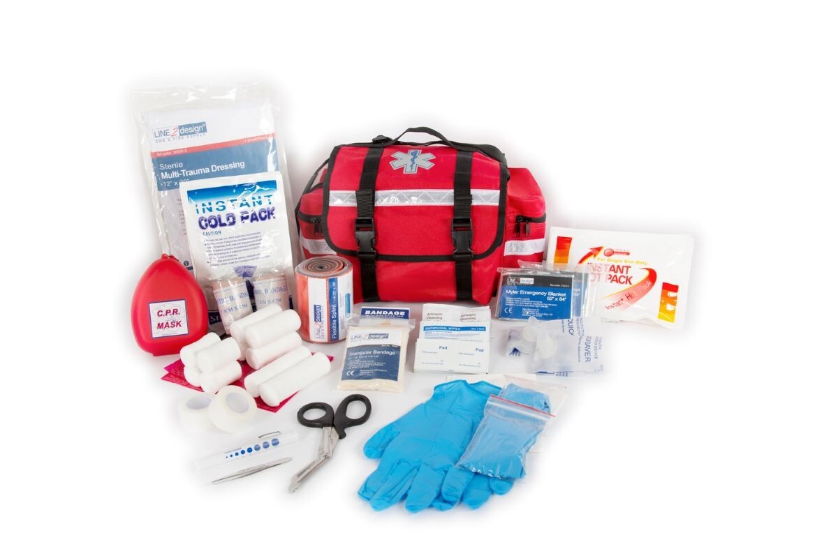 LINE2design First Aid Kit - Paramedic Rescue Emergency First Responder Kit - Red