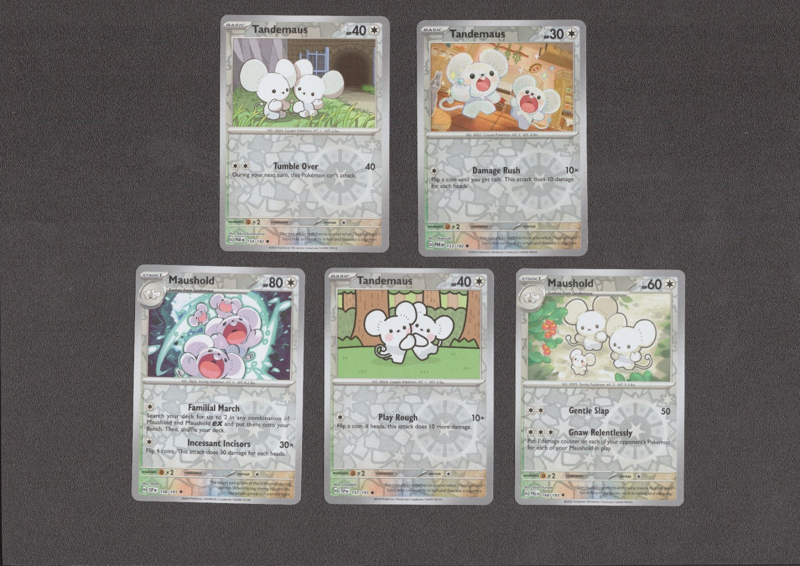 Tandemaus Maushold Pokemon Card Collection Set of 5 Reverse Holo NM