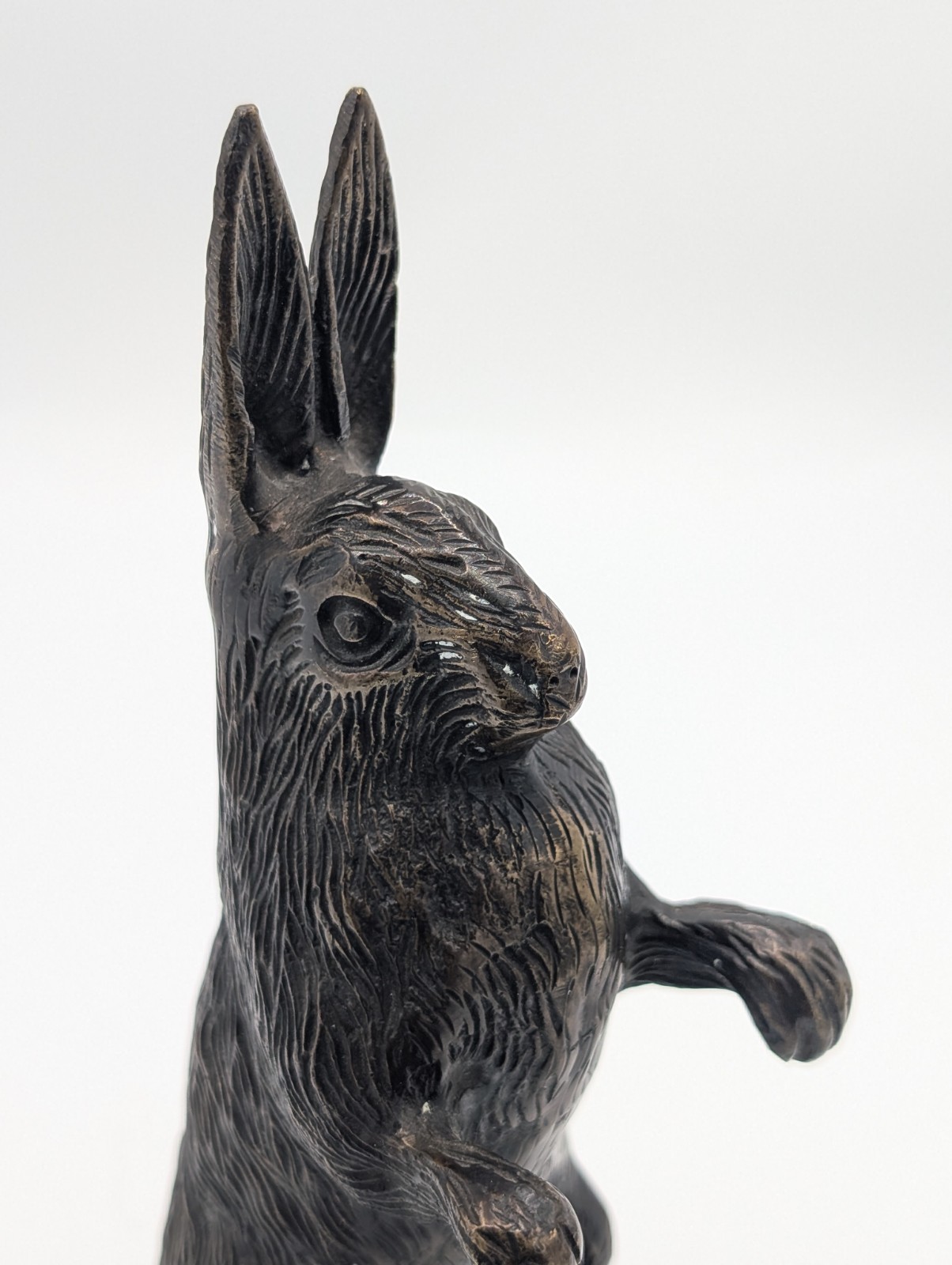 Vintage Bronze Standing Rabbit Hare Doorstop Figurine Sculpture Heavy Bronze Art