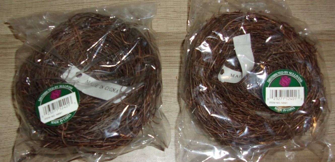 Lot of 2 Sullivan's 5" Bird Nests - New Old Stock