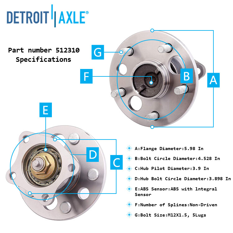 Pair Rear Wheel Bearing & Hubs for Toyota Camry Avalon Solara Lexus ES300 w/ ABS