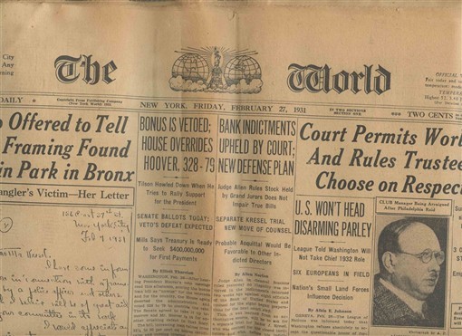 The World Newspaper Final Issue New York February 27, 1931