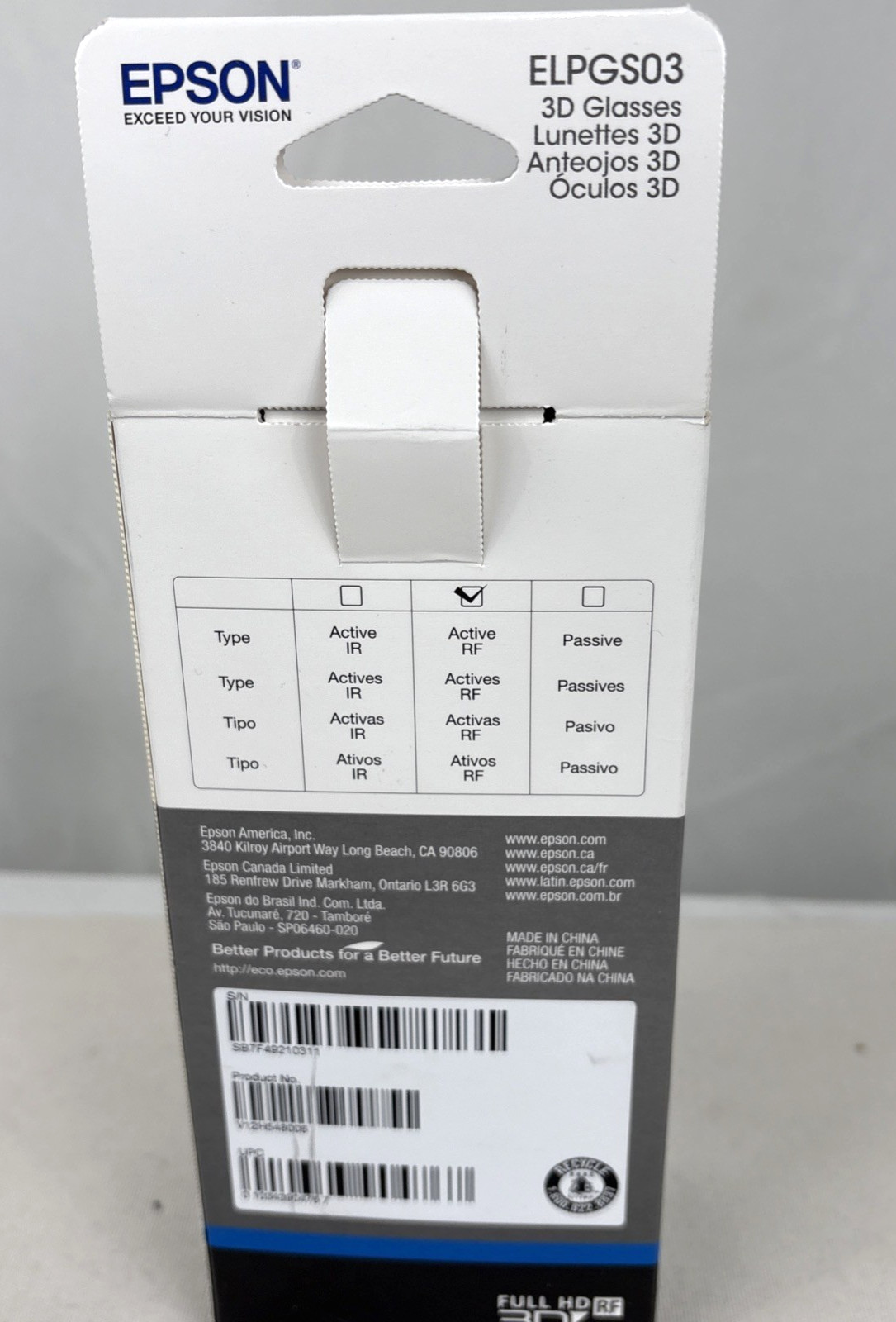 Epson Active 3D Glasses ELPGS03 for Epson RF 3D HD Projectors