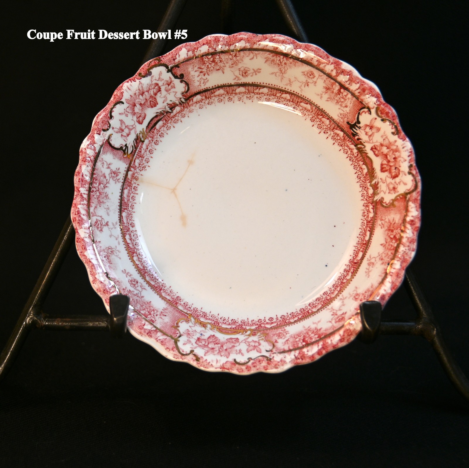 Wedgwood 5 Fruit Dessert Bowls Coupe Phoebe Pink wGold Accents England 1900-1906