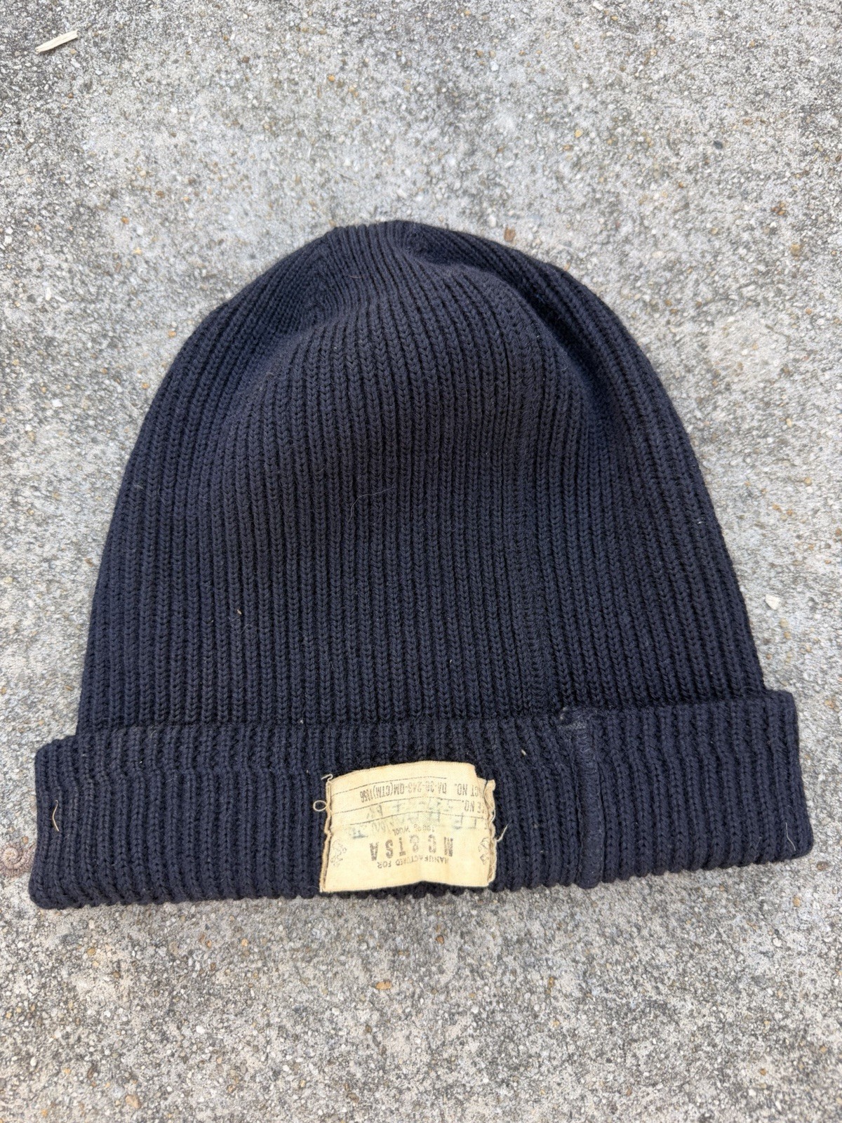 Vintage US Navy Watch Cap 1940s Original WWII Stenciled Wool Knit USN Beanie