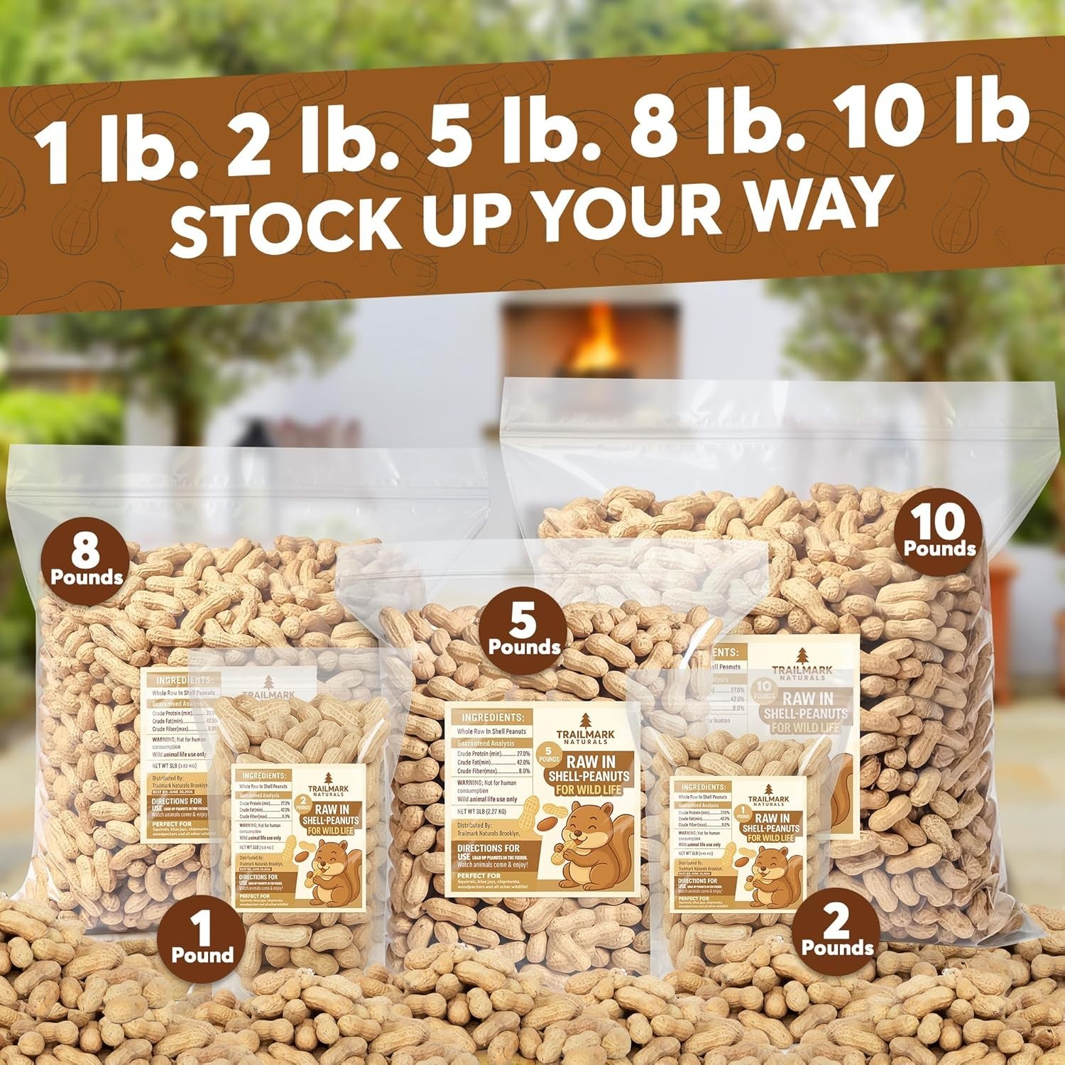 Trailmark Naturals - Raw In Shell Peanuts For Birds Squirrels and Wildlife
