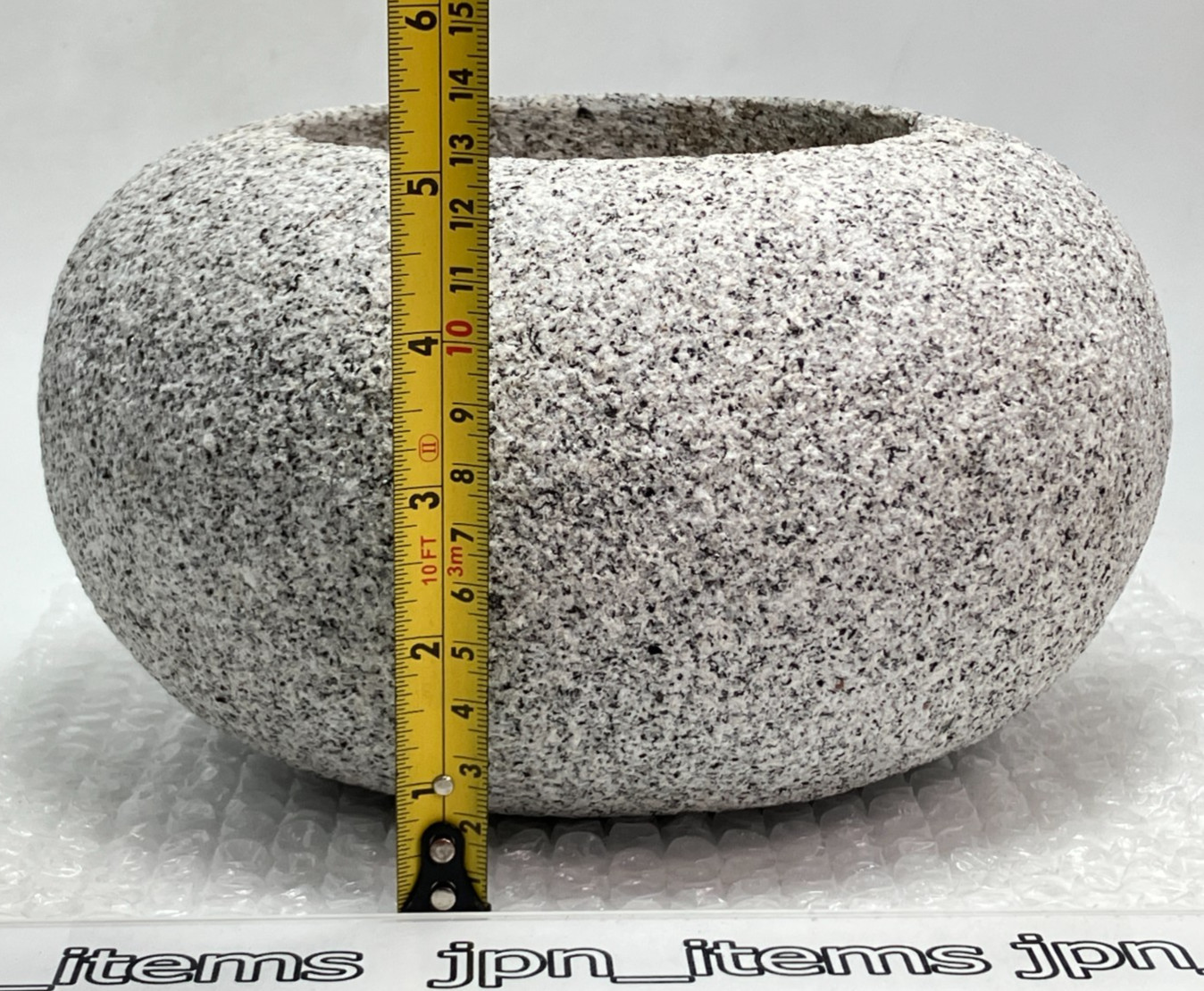 Small Granite Stone Water Bowl 8.6 in Chozubachi Japanese Garden Ornament Statue