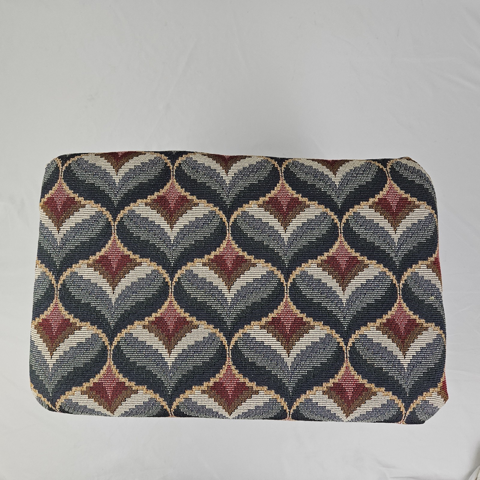 Chinoisiere Footstool Ottoman Leather Upholstered Vintage Chinese Chippendale