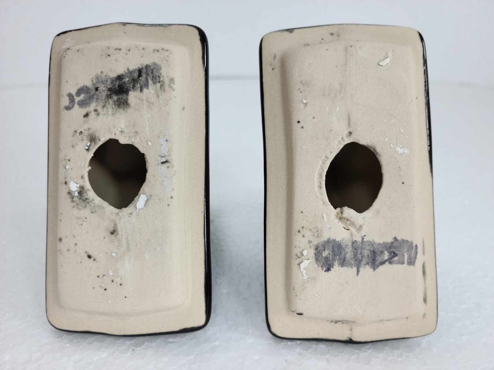 Black Ceramic Towel Bar Rod Rack Post Holder Brackets Mid Century Modern Retro