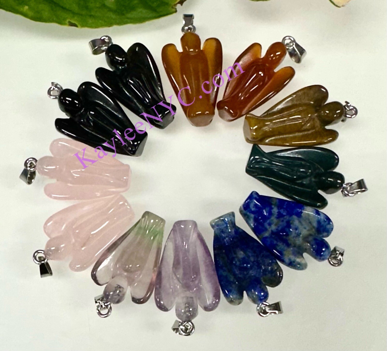 Wholesale Lot 12 Pcs Natural Crystal Angel Pendant Healing Energy